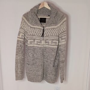 TNA Gray Patterned Zip-Up Sweater